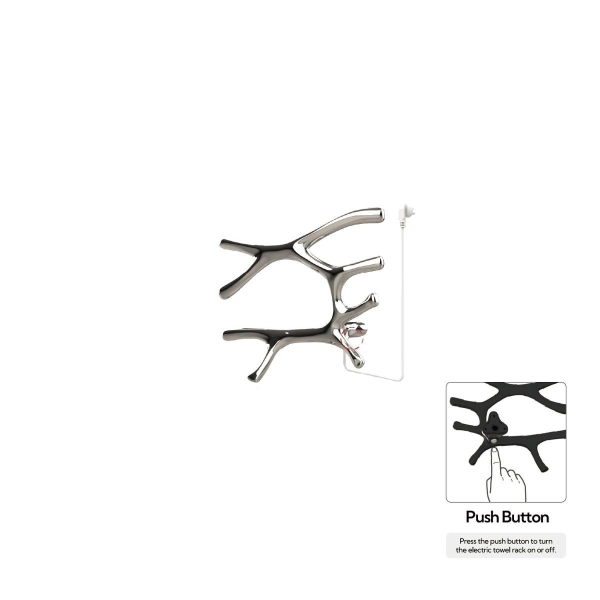 P&Bhusri S7-L-PNI-N-DO Daphne's Branch Large Towel Warmer in PVD Polished Nickel