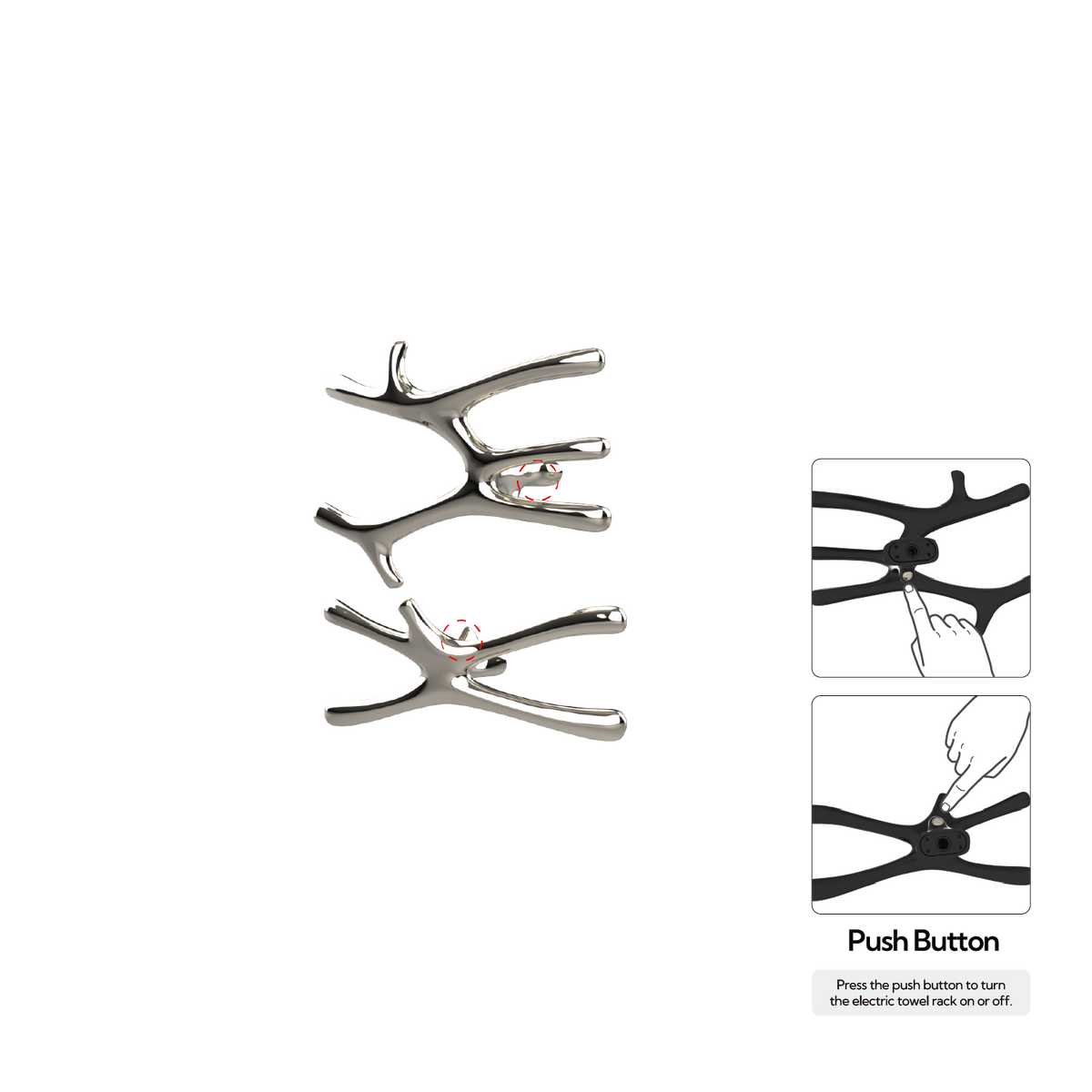 P&Bhusri S7-MS-PNI-N Daphne's Branch Medium + Small Towel Warmer in PVD Polished Nickel