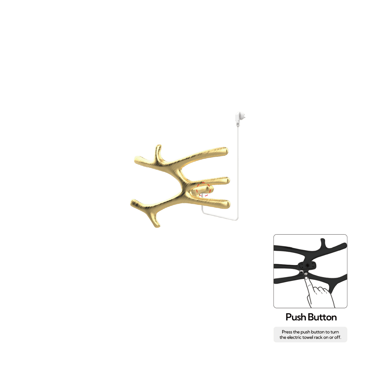 P&Bhusri S7-M-BBR-N-DO Daphne's Branch Medium Towel Warmer in PVD Brushed Brass