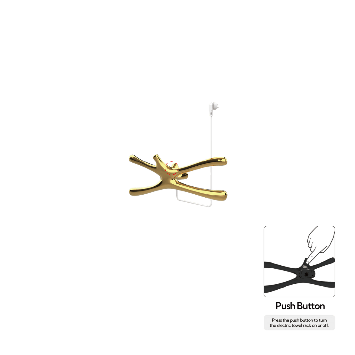 P&Bhusri S7-S-24K-N-DO Daphne's Branch Small Towel Warmer in PVD 24K Gold