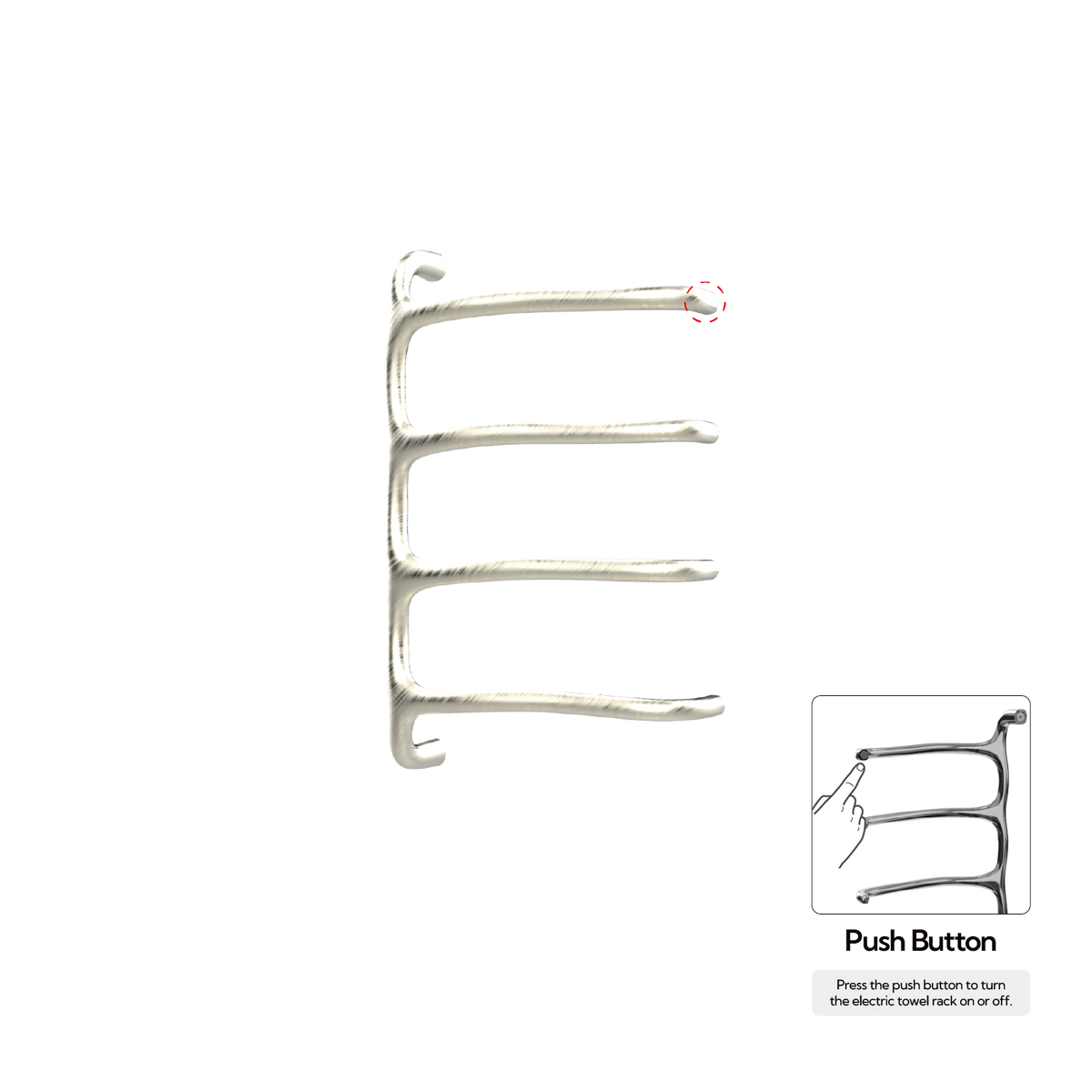 P&Bhusri S8-M-BWG-N Tuscany Glimmer Towel Warmer in PVD Brushed White Gold