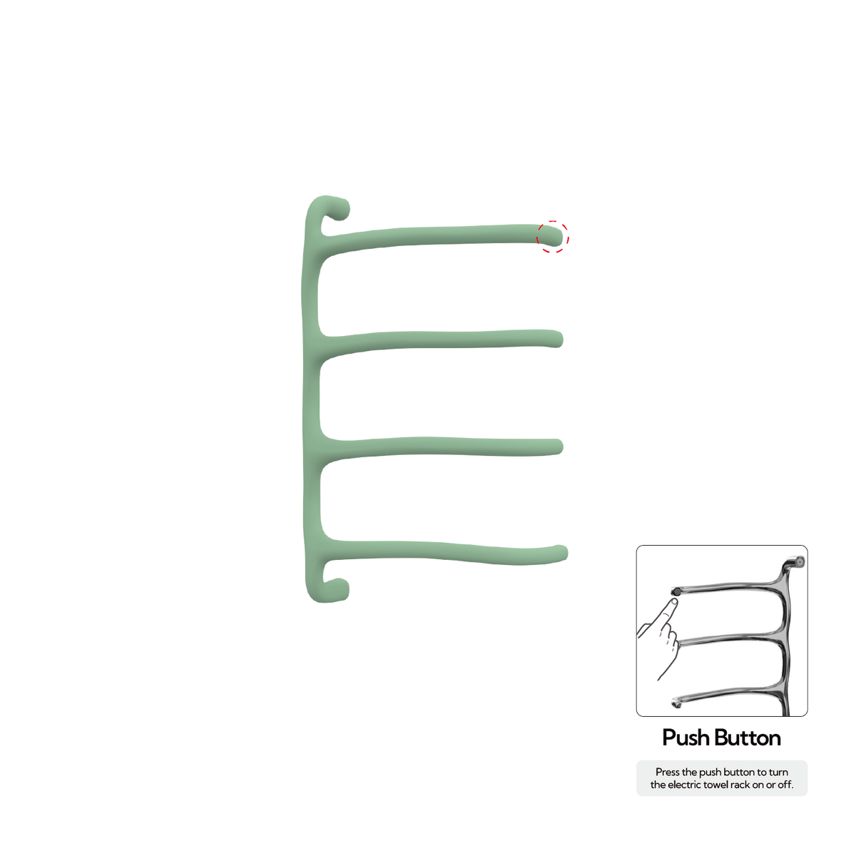 P&Bhusri S8-M-CGR-N Tuscany Glimmer Towel Warmer in Celadon Green