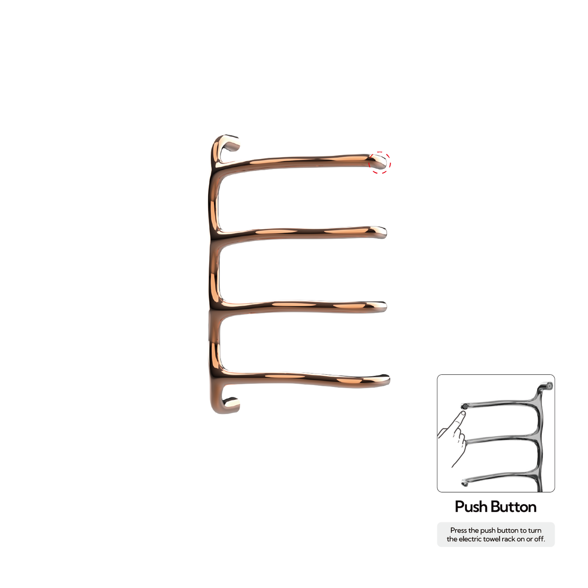 P&Bhusri S8-M-RGD-N Tuscany Glimmer Towel Warmer in PVD Polished Rose Gold
