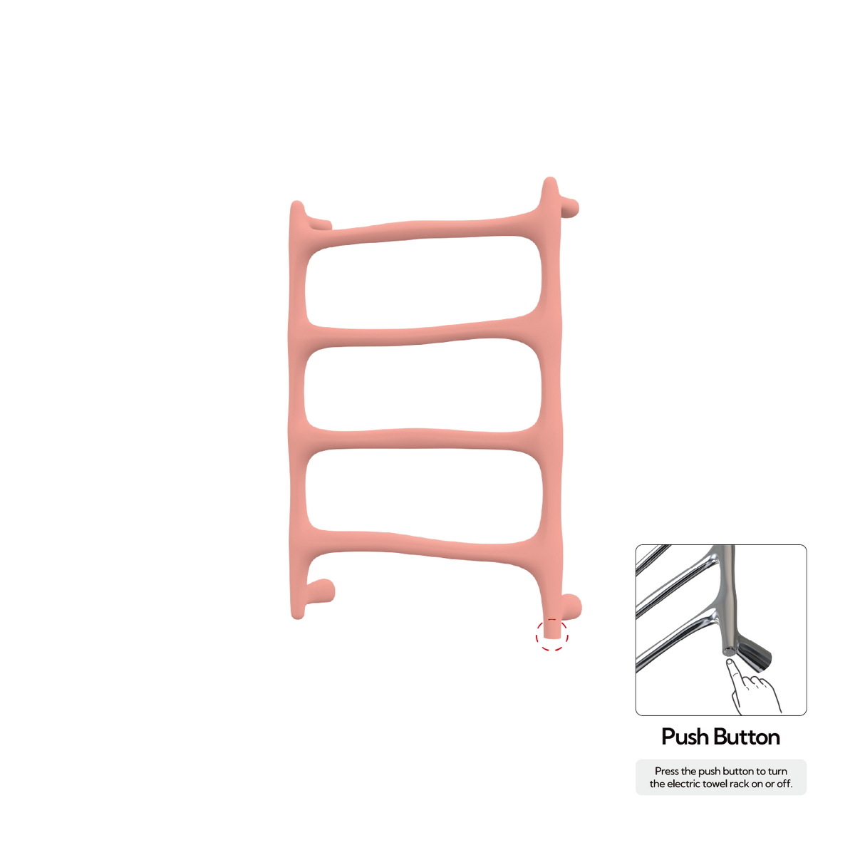 P&Bhusri S9-M-BPK-N Verona Towel Warmer in Blossom Pink
