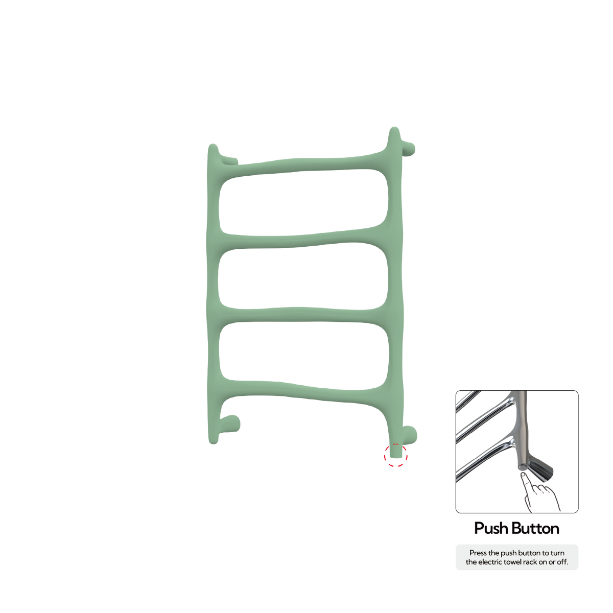 P&Bhusri S9-M-CGR-N Verona Towel Warmer in Celadon Green