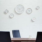 Arne Jacobsen Clocks 43650 Bankers Wall Clock in White/Black/Red