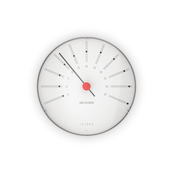 Arne Jacobsen Clocks 43687 Bankers Thermometer in White/Black/Red