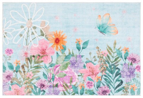 Door And Kitchen Mat DKM338J-2 Aqua / Pink