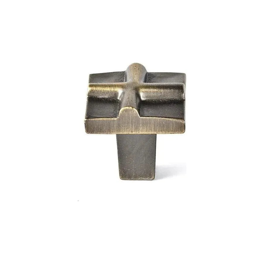 Du Verre Hardware - Rio Small Cross Knob - DVRIO02-AB | The Rug District