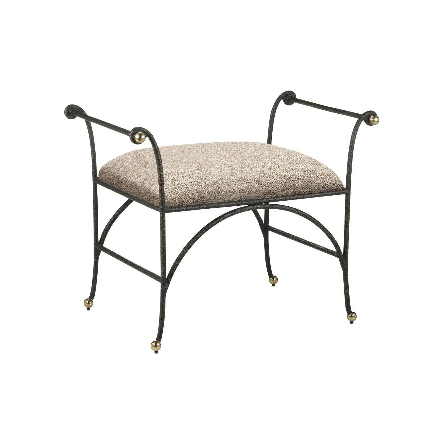 Currey and Company - 7000-0942 - Ottoman - Mabel - Antique Black / Polished Brass