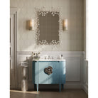 Currey and Company 3800-0015 Briallen 36" Vanity with Oval Undermount Sink in Laquered Blue Linen/Natural/White/Polished Nickel