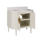 Currey and Company 3800-0016 Briallen 36" Vanity with Oval Undermount Sink in Cerused White/Natural/White/Polished Brass