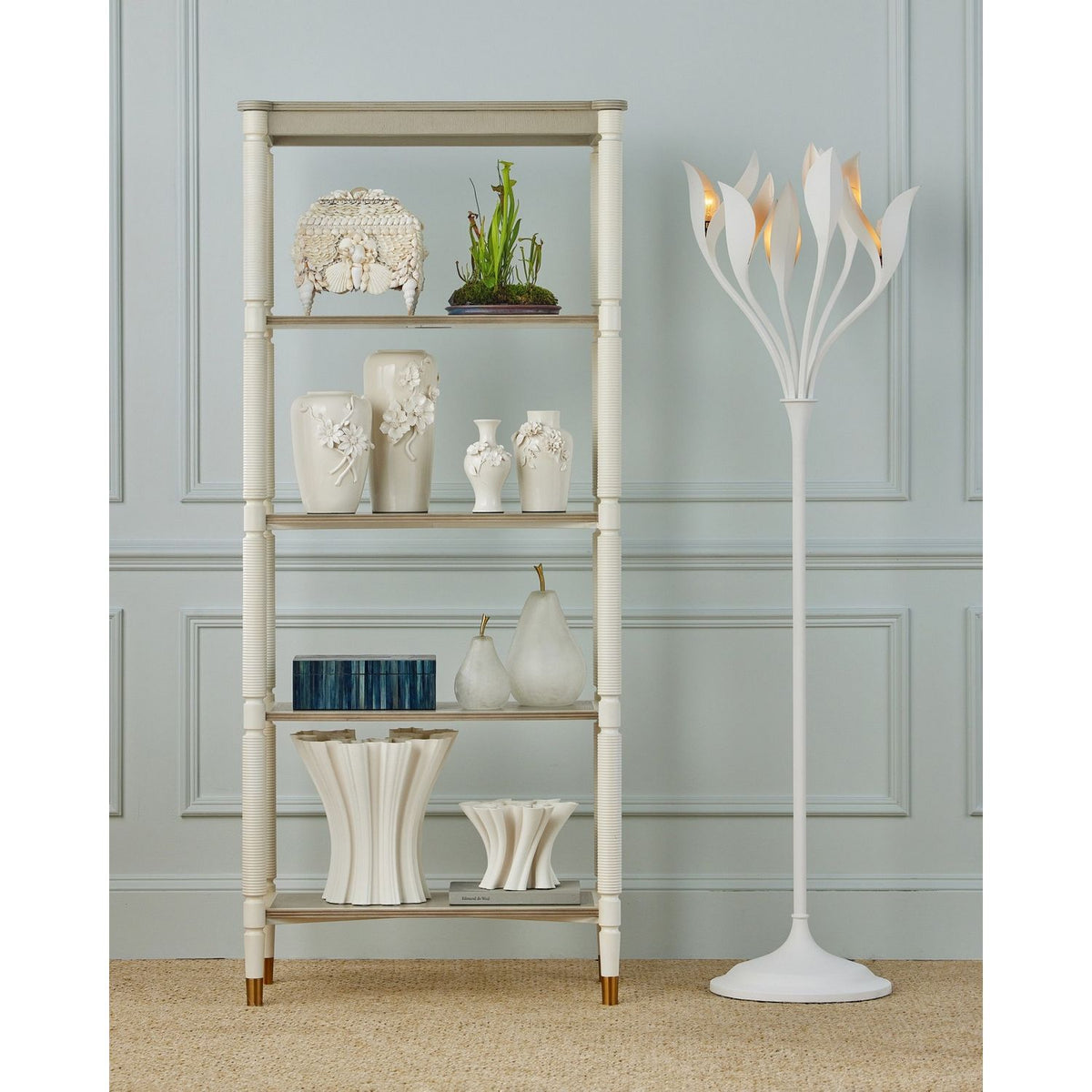 Currey and Company 1200-0984 Flower Maria Vase in White