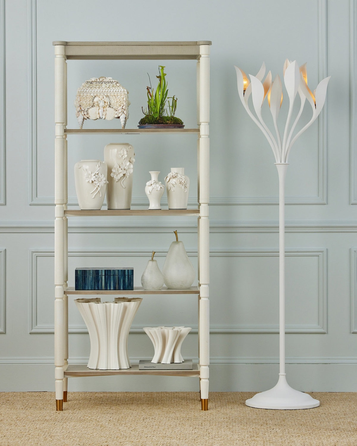 Currey and Company 1200-0985 Flower Maria Vase in White