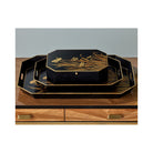 Currey and Company 1200-1063 Glasshouse Tole Tray Set of 2 in Black/Gold