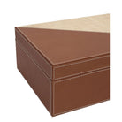 Currey and Company 1200-1069 Leather & Raffia Box Set of 2 in Brown/Natural