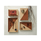 Currey and Company 1200-1070 Leather & Raffia Tray Set of 2 in Brown/Natural