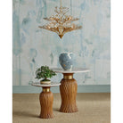 Currey and Company 3000-0335 Tassel Entry Table in Morel Brown/Natural/Brushed Brass