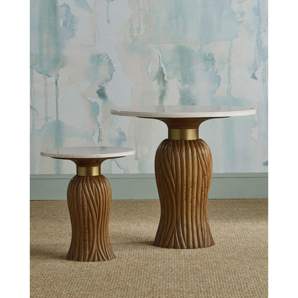 Currey and Company 3000-0335 Tassel Entry Table in Morel Brown/Natural/Brushed Brass