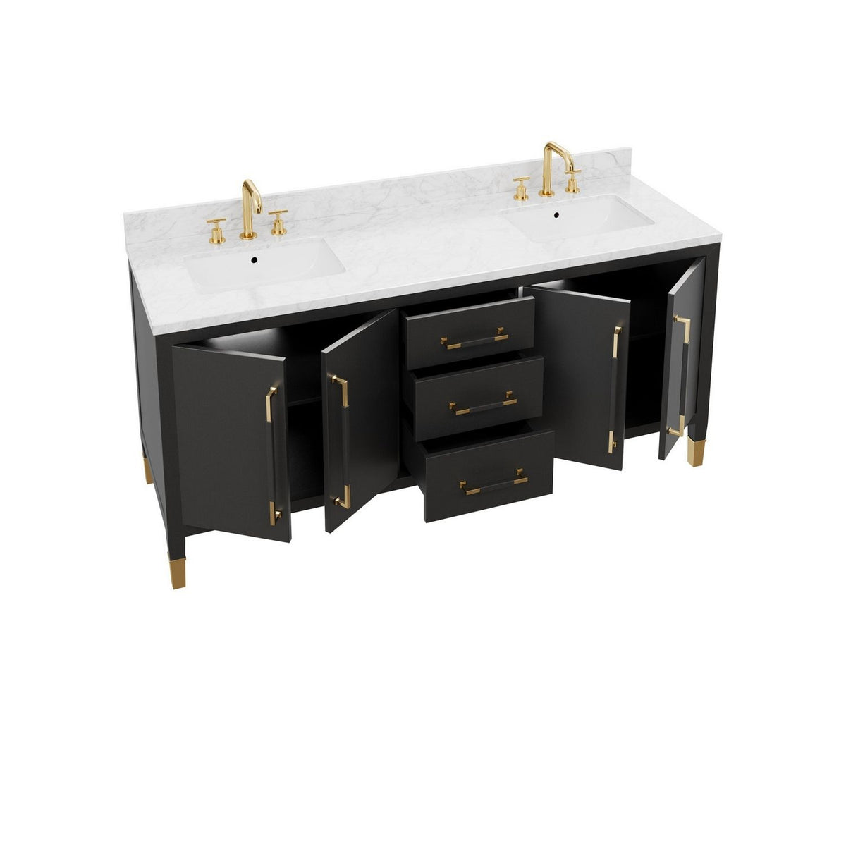 Currey and Company 3800-0021 Verona 72" Vanity with Rectangular Undermount Sink in Black/Natural/White/Champagne