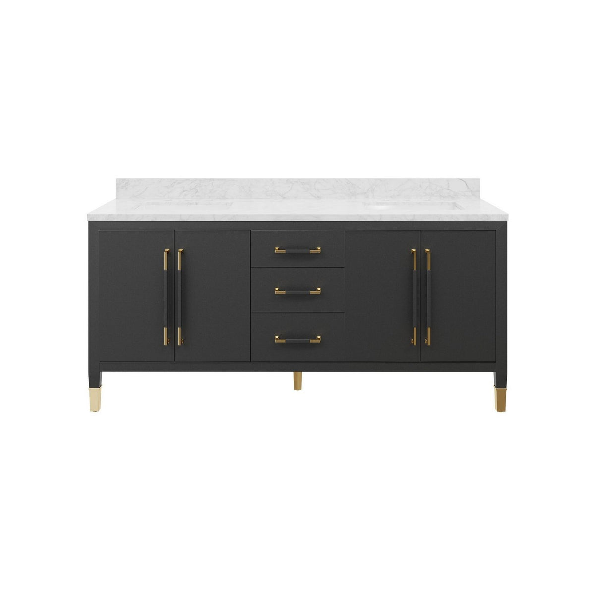 Currey and Company 3800-0021 Verona 72" Vanity with Rectangular Undermount Sink in Black/Natural/White/Champagne