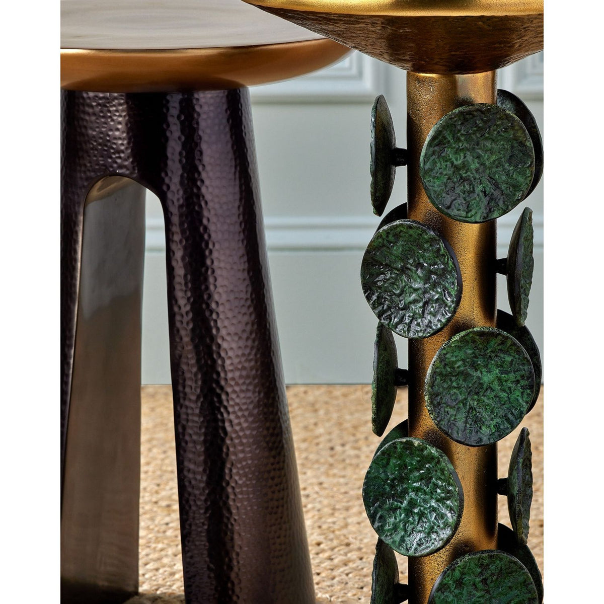 Currey and Company 4000-0254 Pince Accent Table in Black Nickel/Antique Brass
