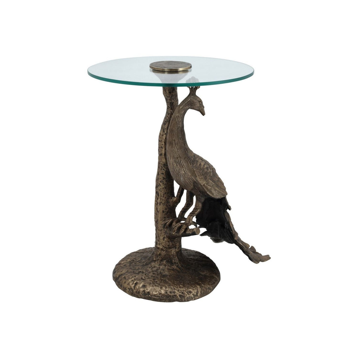 Currey and Company 4000-0255 Paonne Accent Table in Antique Gold/Clear