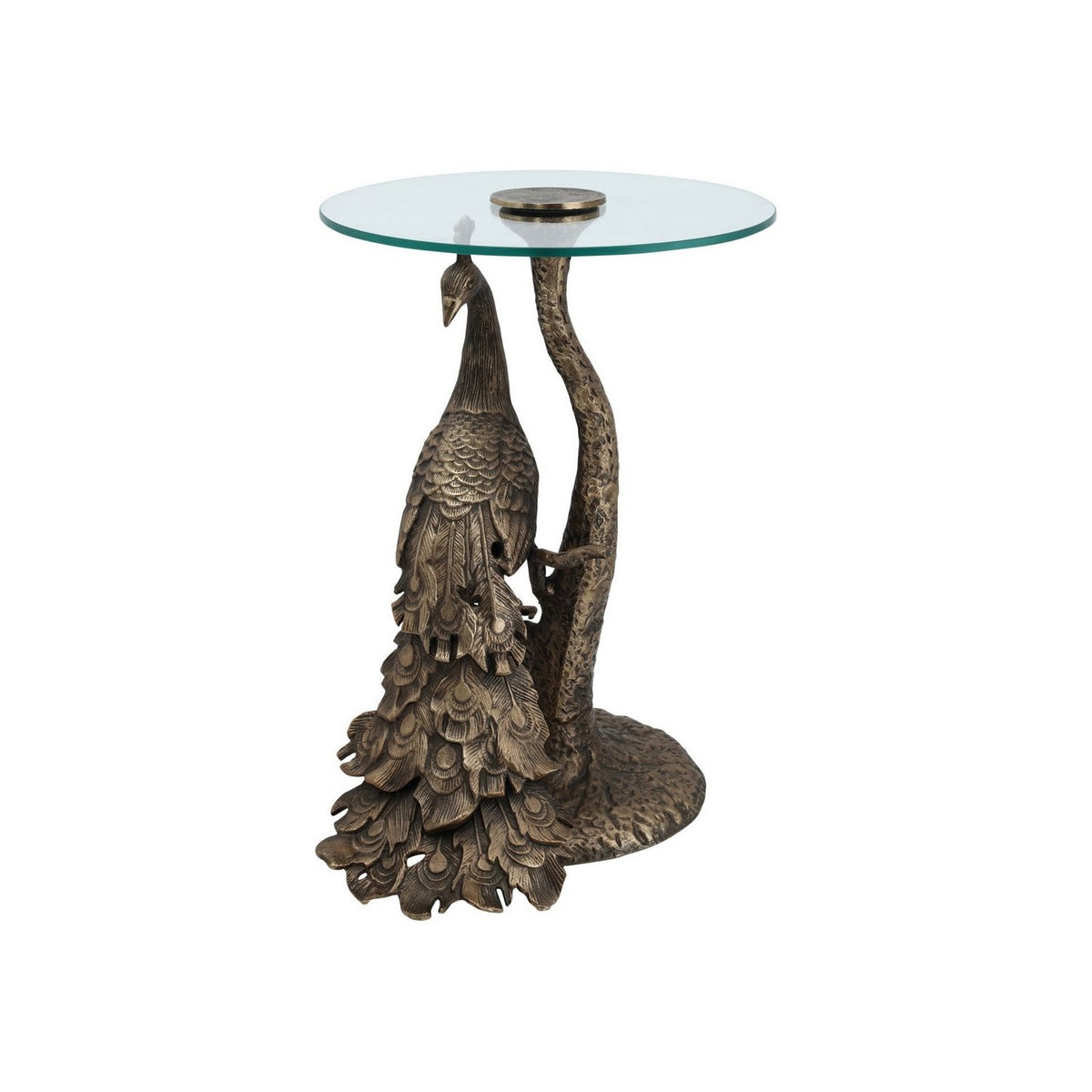 Currey and Company 4000-0255 Paonne Accent Table in Antique Gold/Clear
