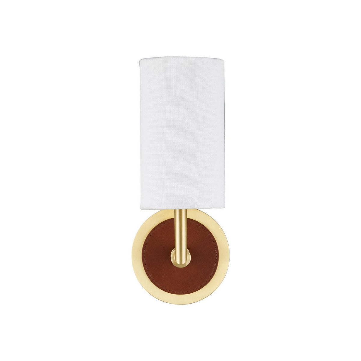 Currey and Company 5000-0298 Ellerston Wall Sconce in Saddle Brown/Brushed Brass