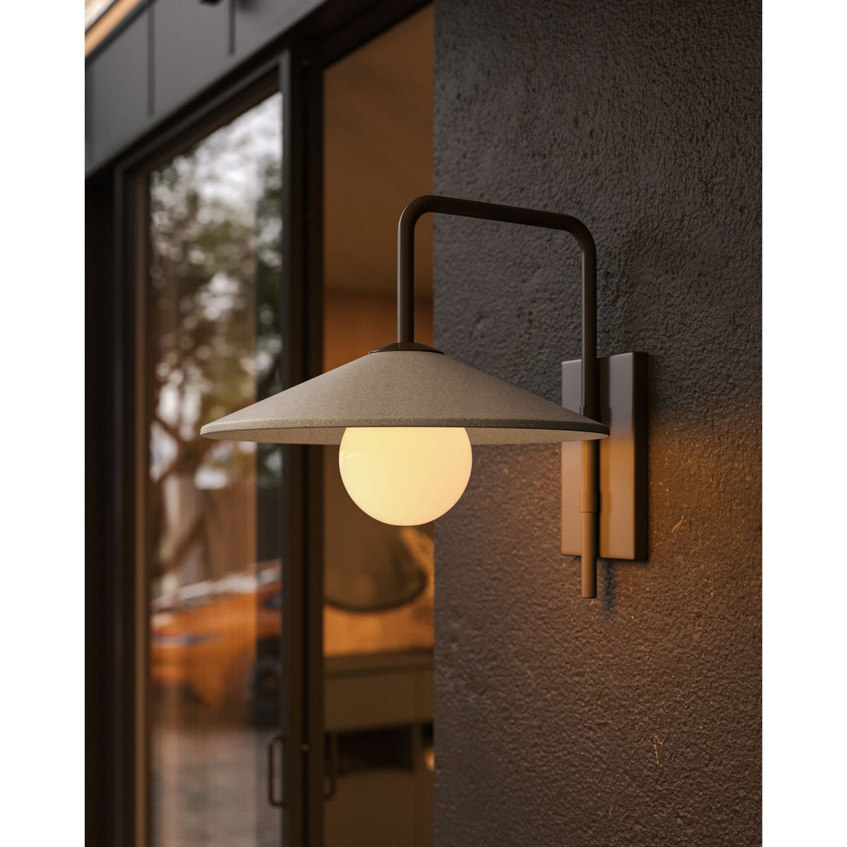 Currey and Company 5500-0058 Bothy Outdoor Wall Sconce in Natural/Black/Frosted White
