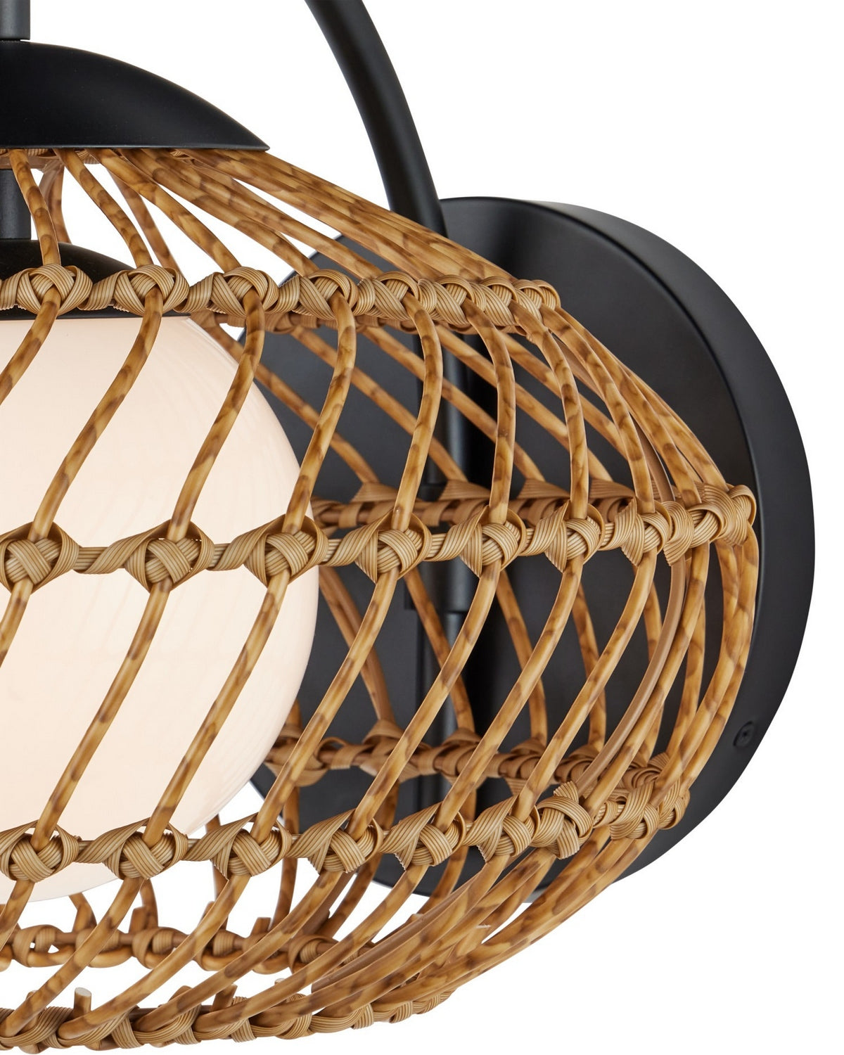 Currey and Company 5500-0060 Carriage Outdoor Wall Sconce in Natural/Black/Frosted White