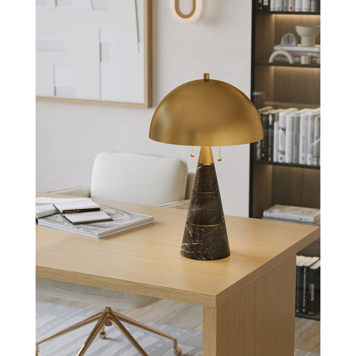 Currey and Company 6000-1065 Edith Desk Lamp in Coffee Brown/Antique Brass