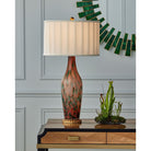 Currey and Company 6000-1068 Brielle Table Lamp in Pale Pink/Green/Brown/Gold Leaf