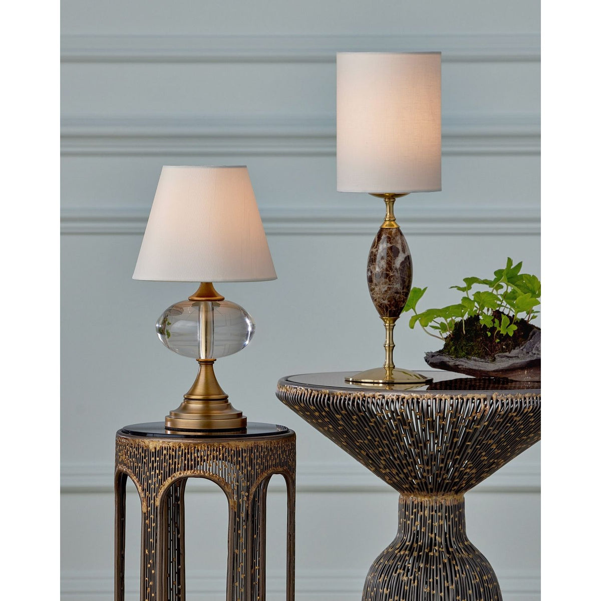 Currey and Company 6700-0020 Marche Cordless Table Lamp in Brown/Brass