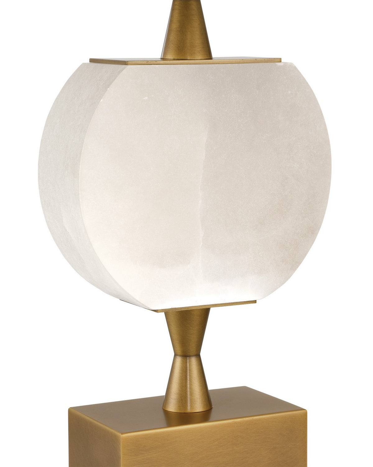 Currey and Company 6700-0022 Meandro Cordless Table Lamp in White/Antique Brass