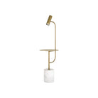 Currey and Company 8000-0173 Eastlin Floor Lamp with Table in Antique Brass/White