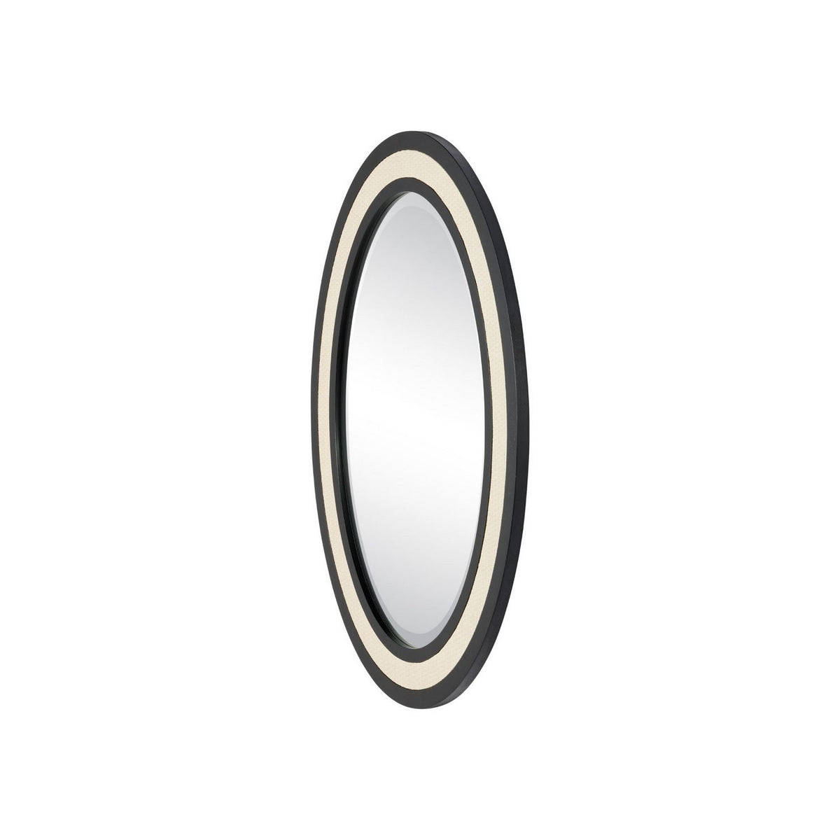 Currey and Company 1000-0189 Deanna Raffia Mirror in Ivory/Black