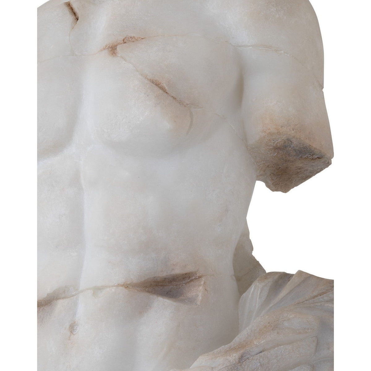 Currey and Company 1200-1085 Delos Torso on Metal Stand in Antique Off-White/Black