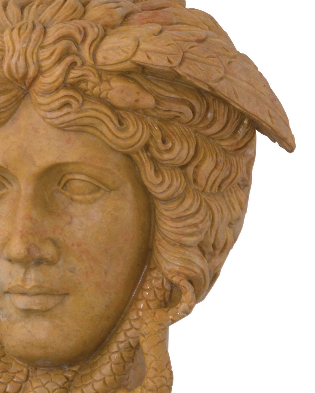 Currey and Company 1200-1103 Hypnos Head on Metal Plinth in Light Coral/Black