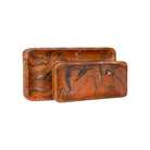 Currey and Company 1200-1115 Divine Tray Set of 2 in Marbleized Orange & White