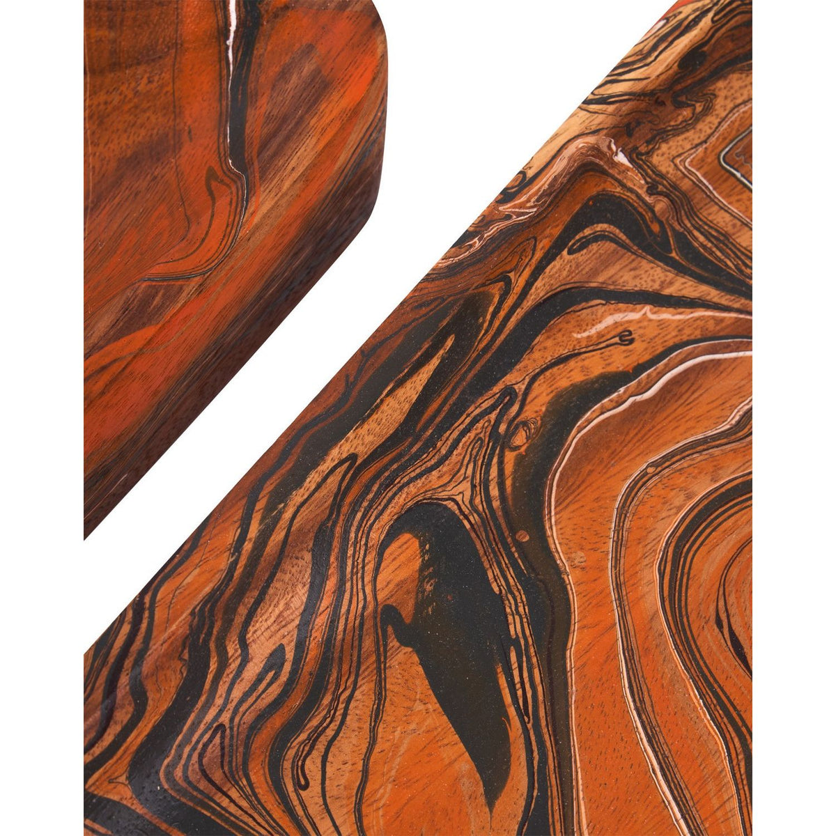 Currey and Company 1200-1115 Divine Tray Set of 2 in Marbleized Orange & White