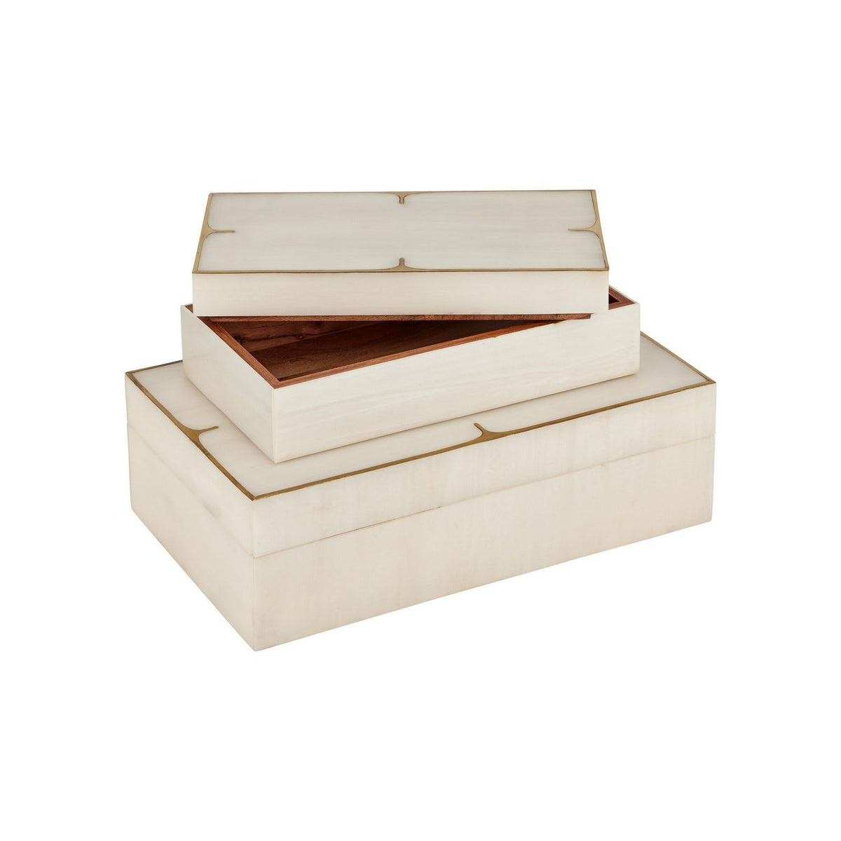 Currey and Company 1200-1123 Orin Box Set of 2 in Ivory/Brushed Brass