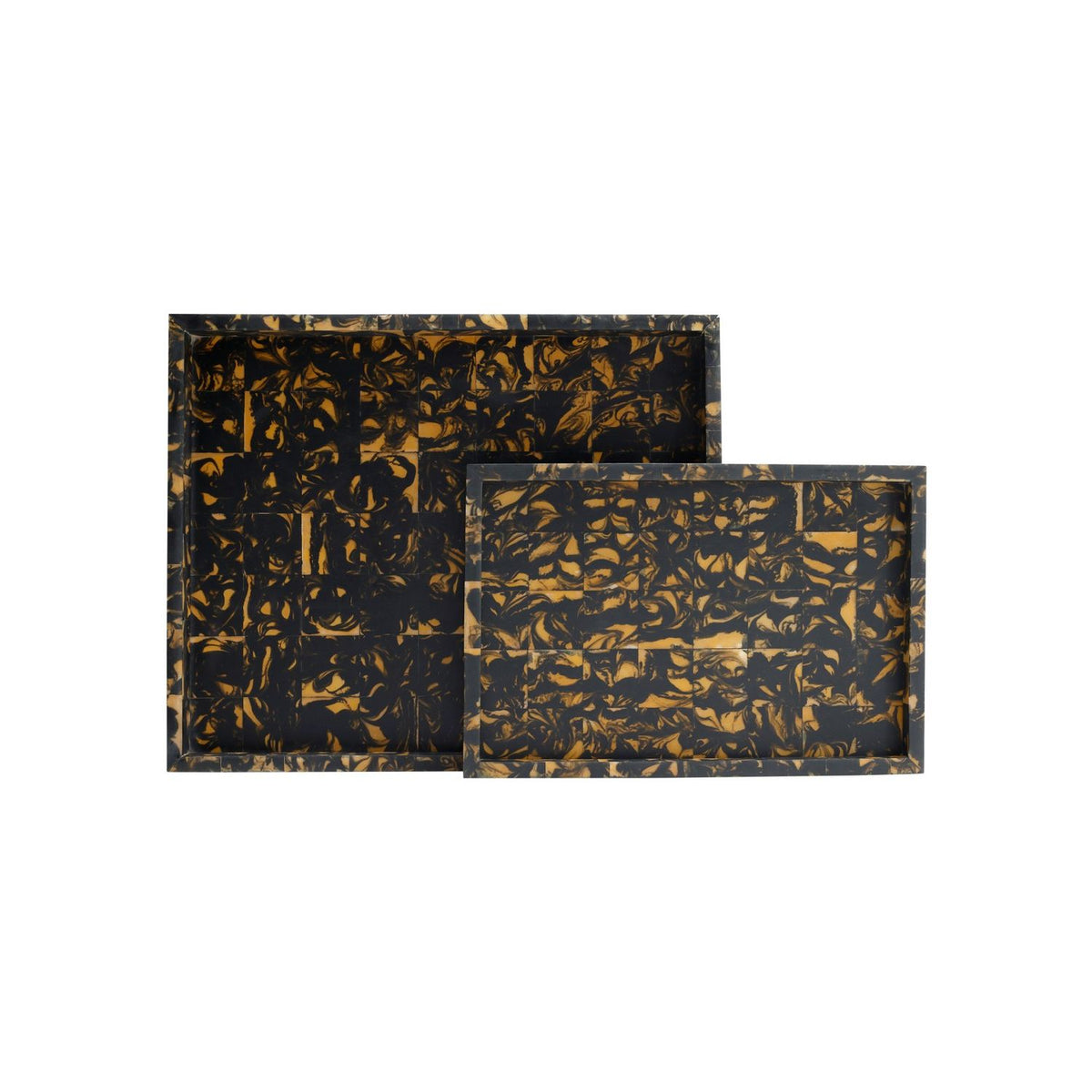 Currey and Company 1200-1130 Thrace Tray Set of 2 in Black/Yellow