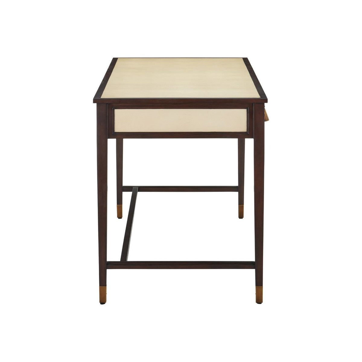 Currey and Company 3000-0344 Evie Writing Desk in Ivory/Dark Walnut/Brass