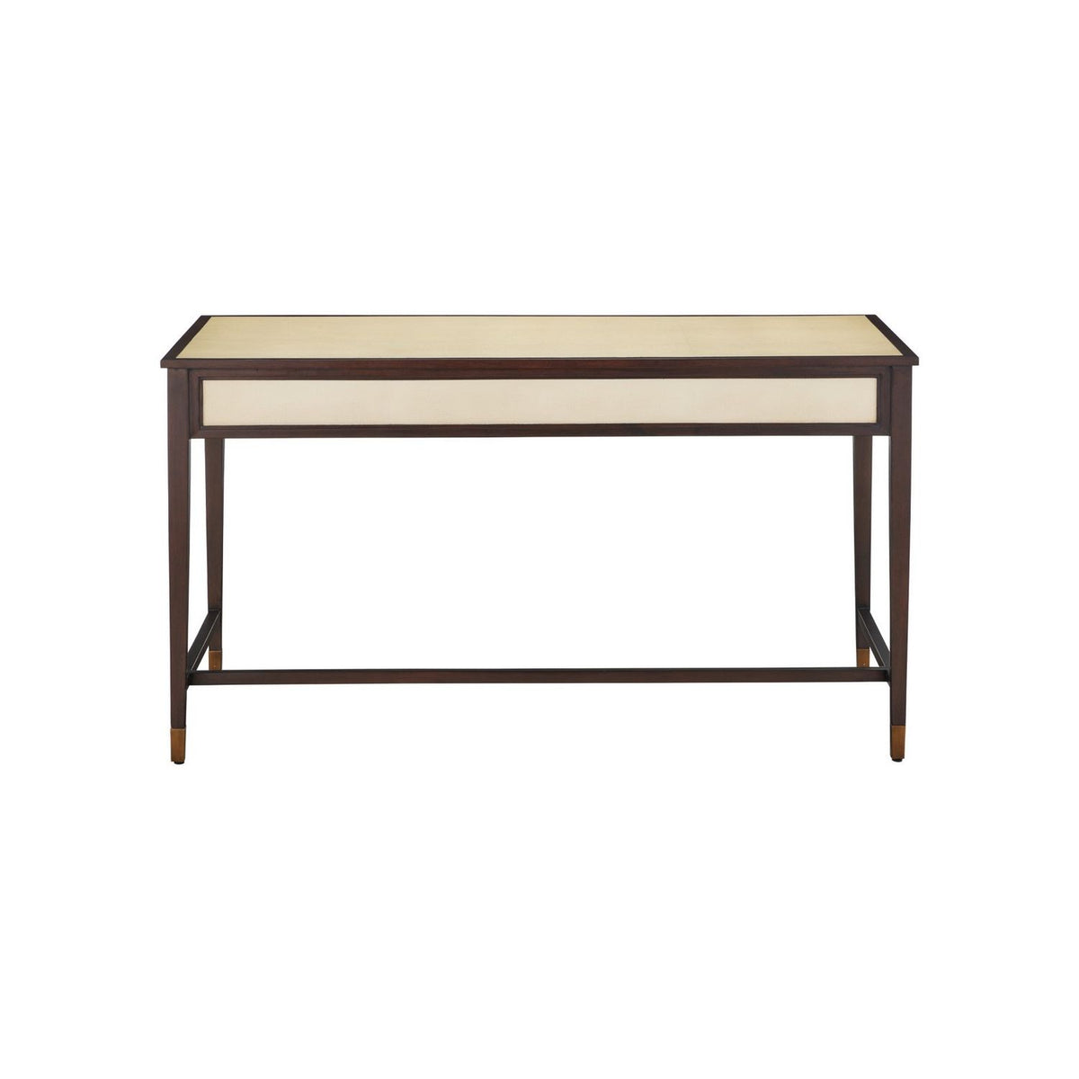 Currey and Company 3000-0344 Evie Writing Desk in Ivory/Dark Walnut/Brass