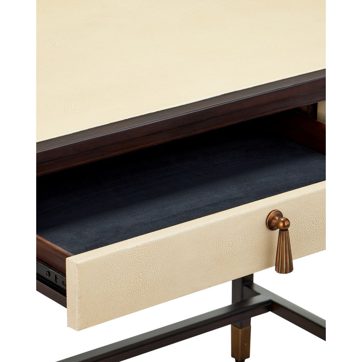 Currey and Company 3000-0344 Evie Writing Desk in Ivory/Dark Walnut/Brass