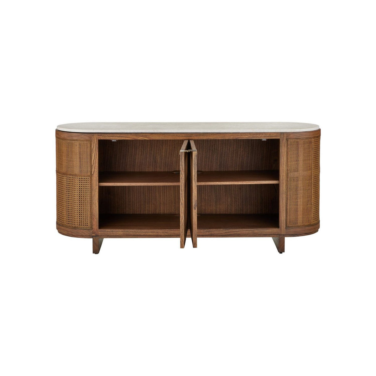Currey and Company 3000-0345 Virtuosity Credenza in Brushed Driftwood/Natural/Brass