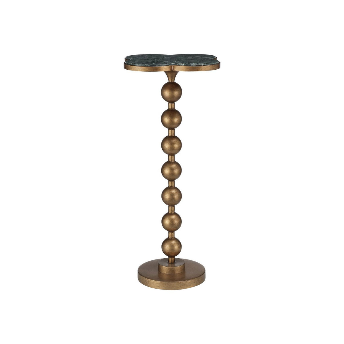 Currey and Company 4000-0259 Quatrefoil Accent Table in Green/Brass