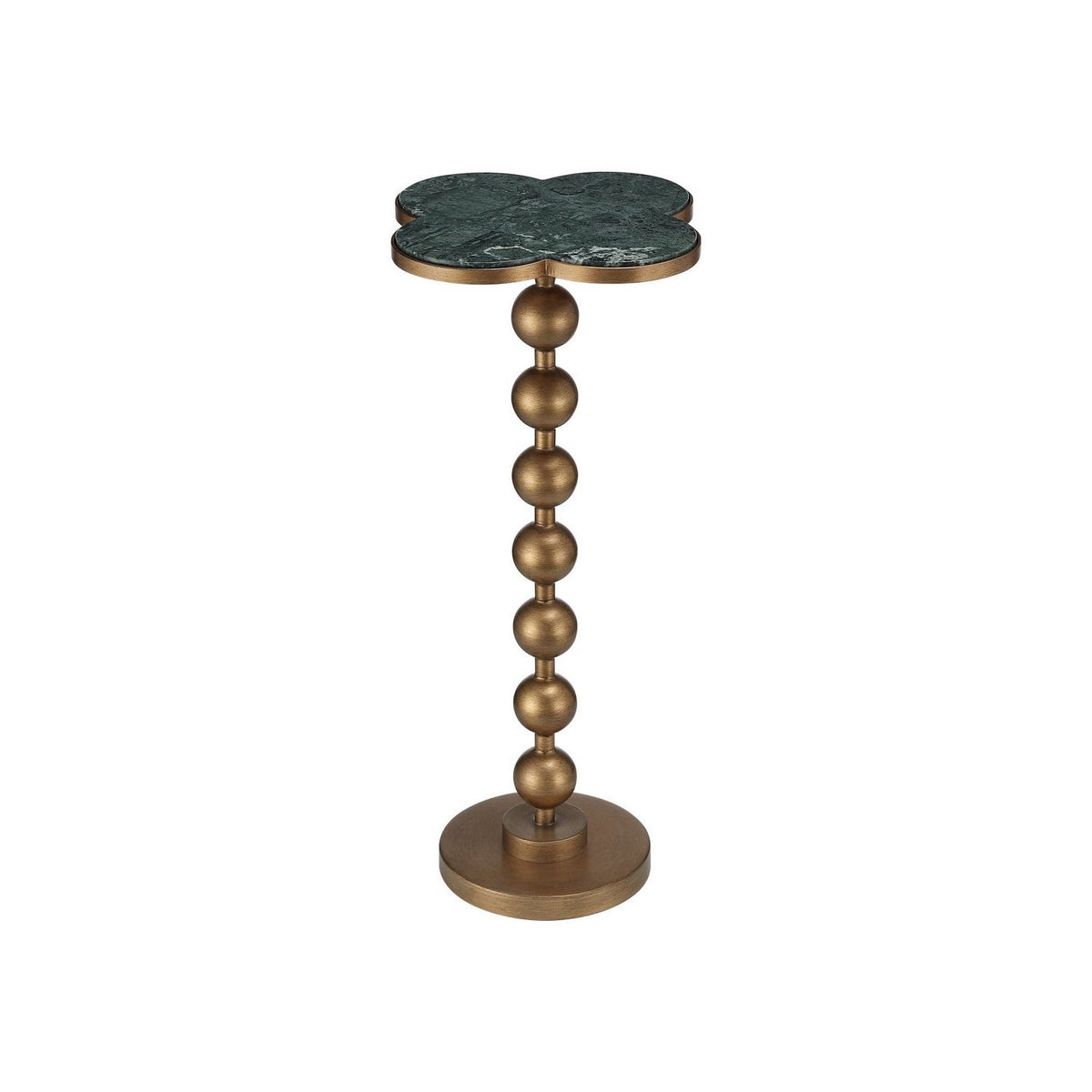 Currey and Company 4000-0259 Quatrefoil Accent Table in Green/Brass