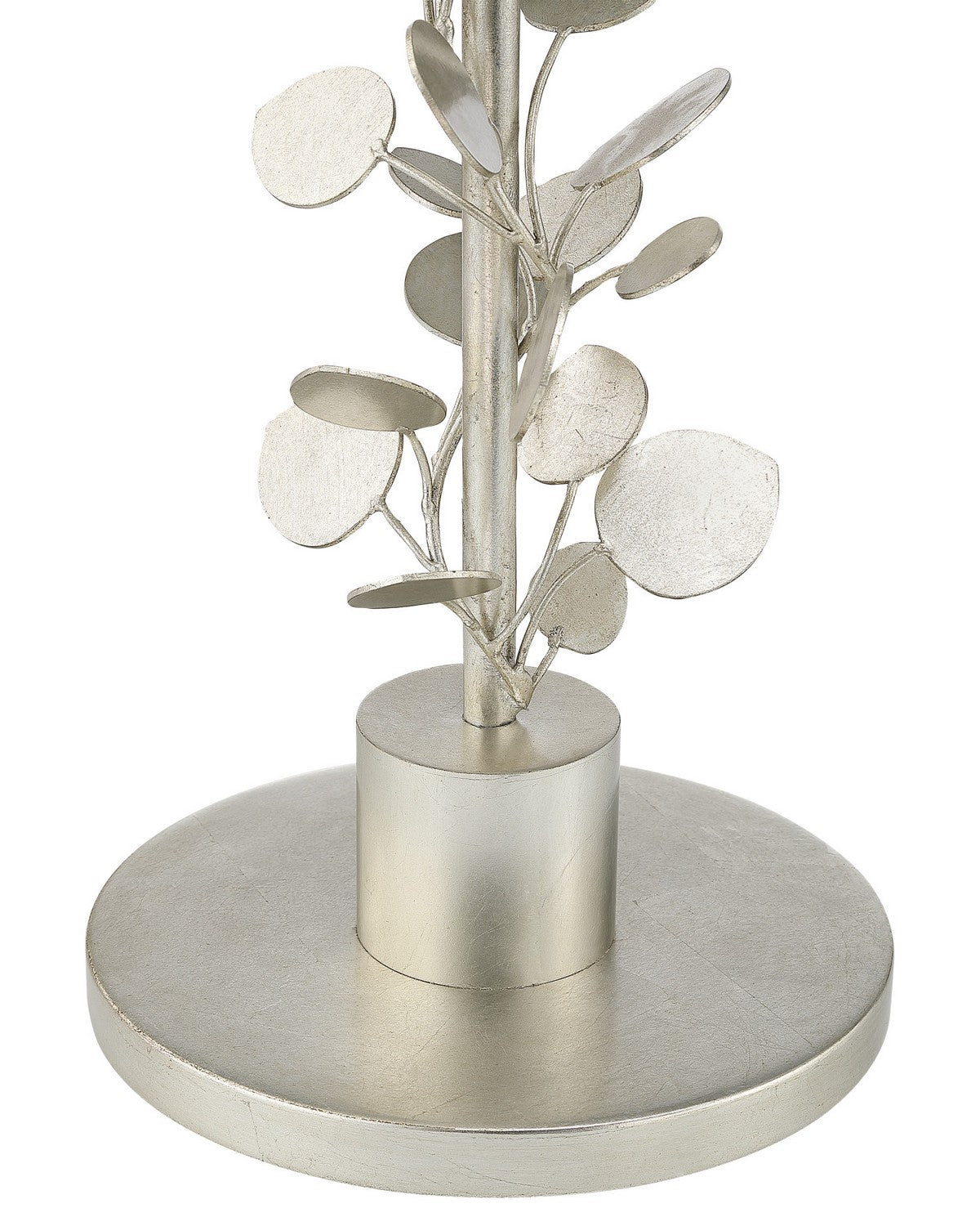 Currey and Company 4000-0260 Lunaria Accent Table in Antique Silver Leaf/Natural